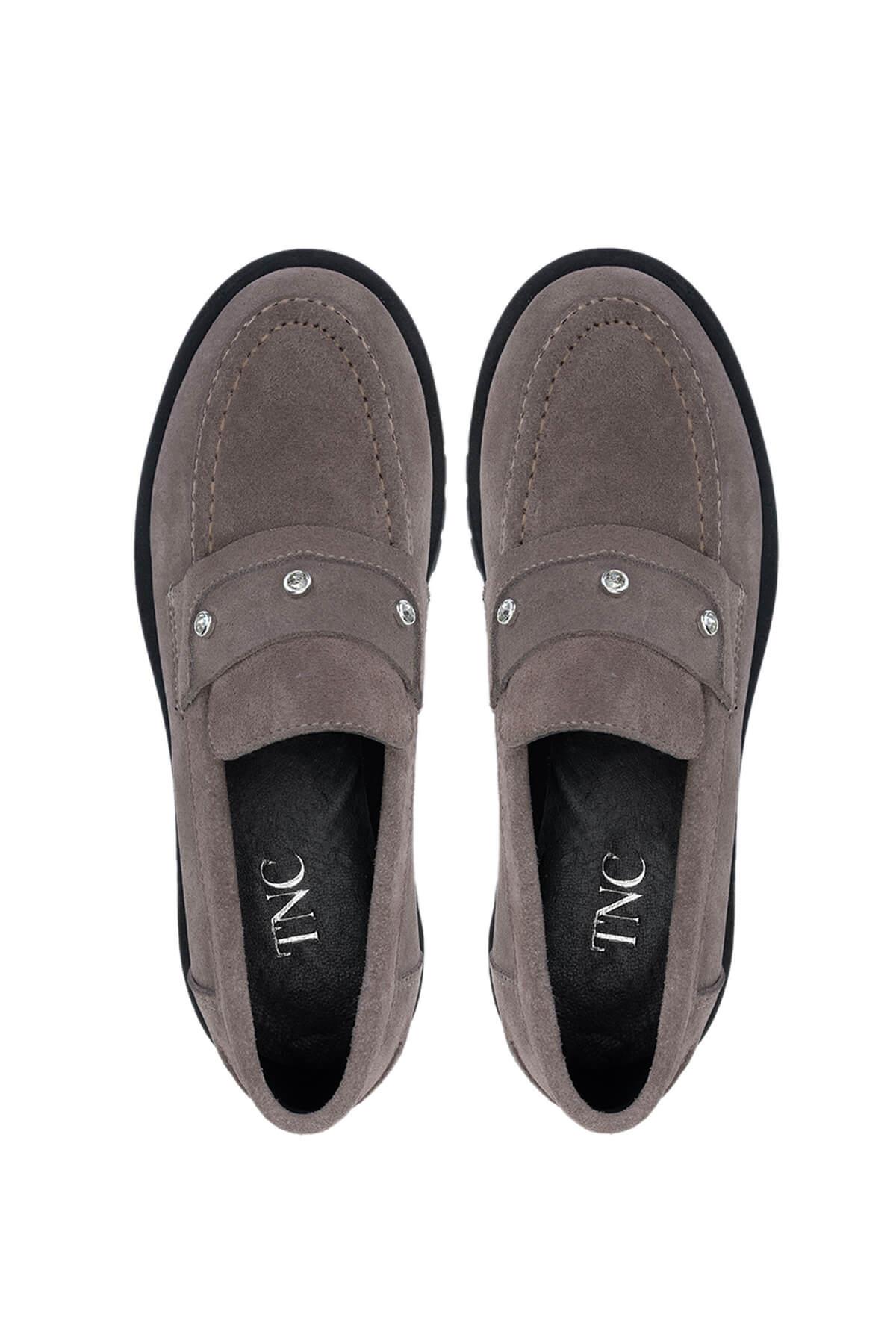 Tamer Tanca Kadın Hakiki Deri Vizon Süet Loafer Ayakkabı