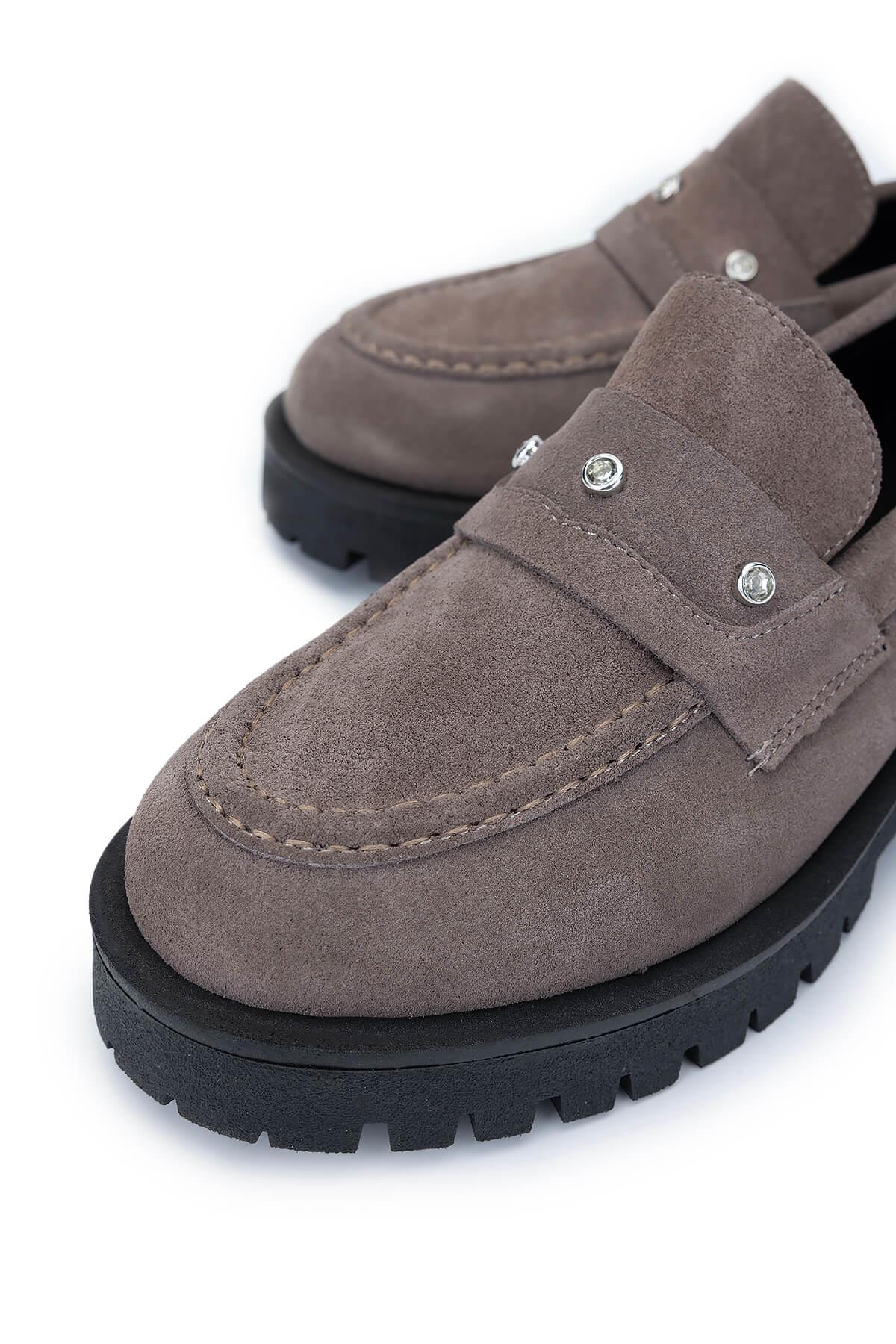 Tamer Tanca Kadın Hakiki Deri Vizon Süet Loafer Ayakkabı