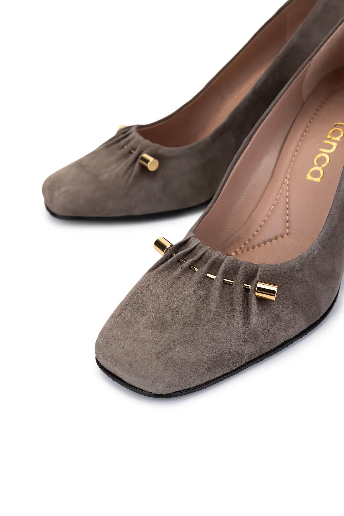 Tamer Tanca Kadın Hakiki Deri Vizon Süet Topuklu Ayakkabı