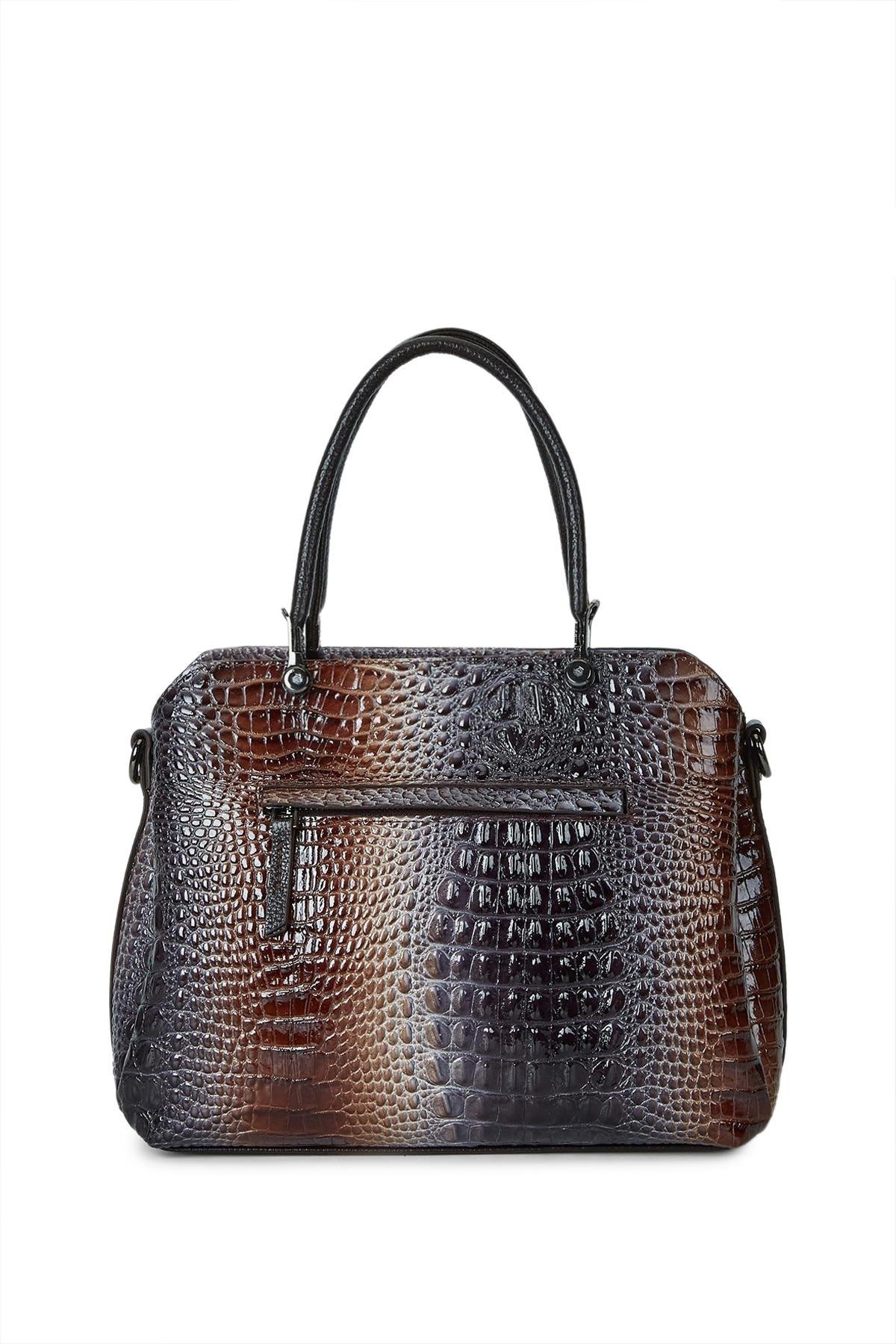 Tamer Tanca Kadın Hakiki Deri Vizon/Lacivert Kol Çantası