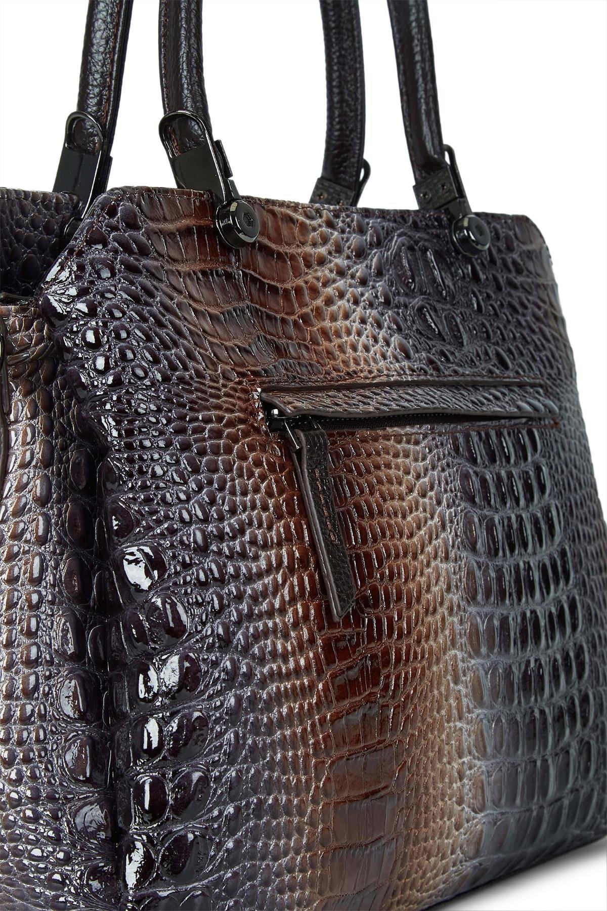 Tamer Tanca Kadın Hakiki Deri Vizon/Lacivert Kol Çantası