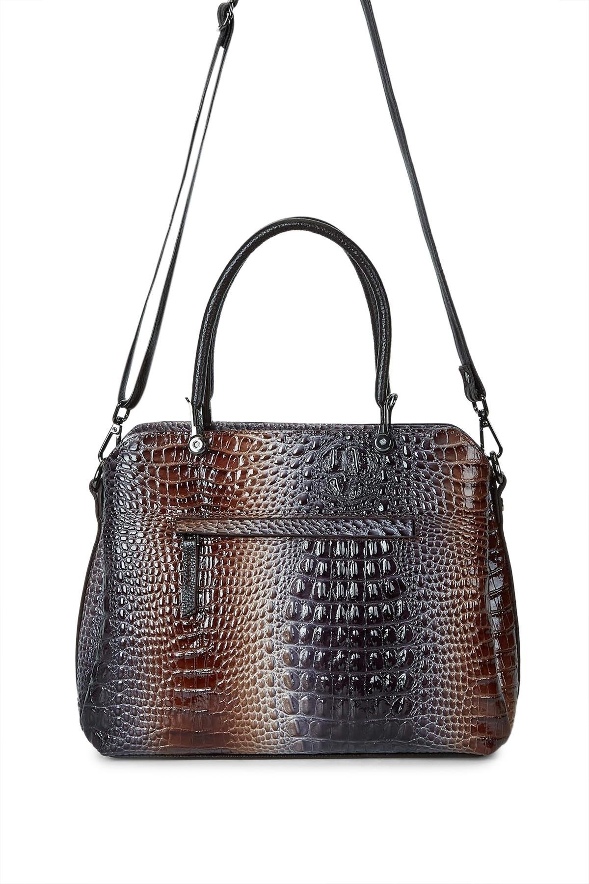 Tamer Tanca Kadın Hakiki Deri Vizon/Lacivert Kol Çantası