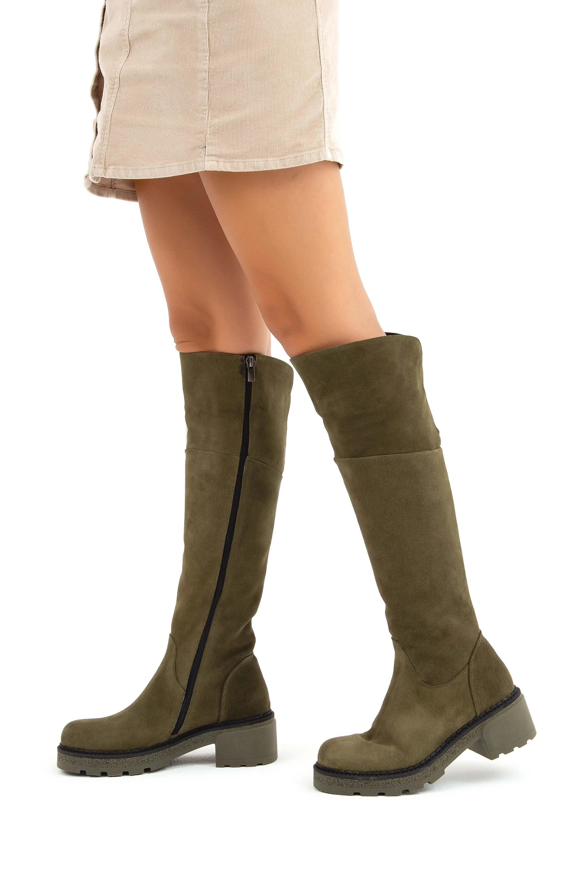 Tamer Tanca Kadın Hakiki Deri Yeşil Casual Çizme