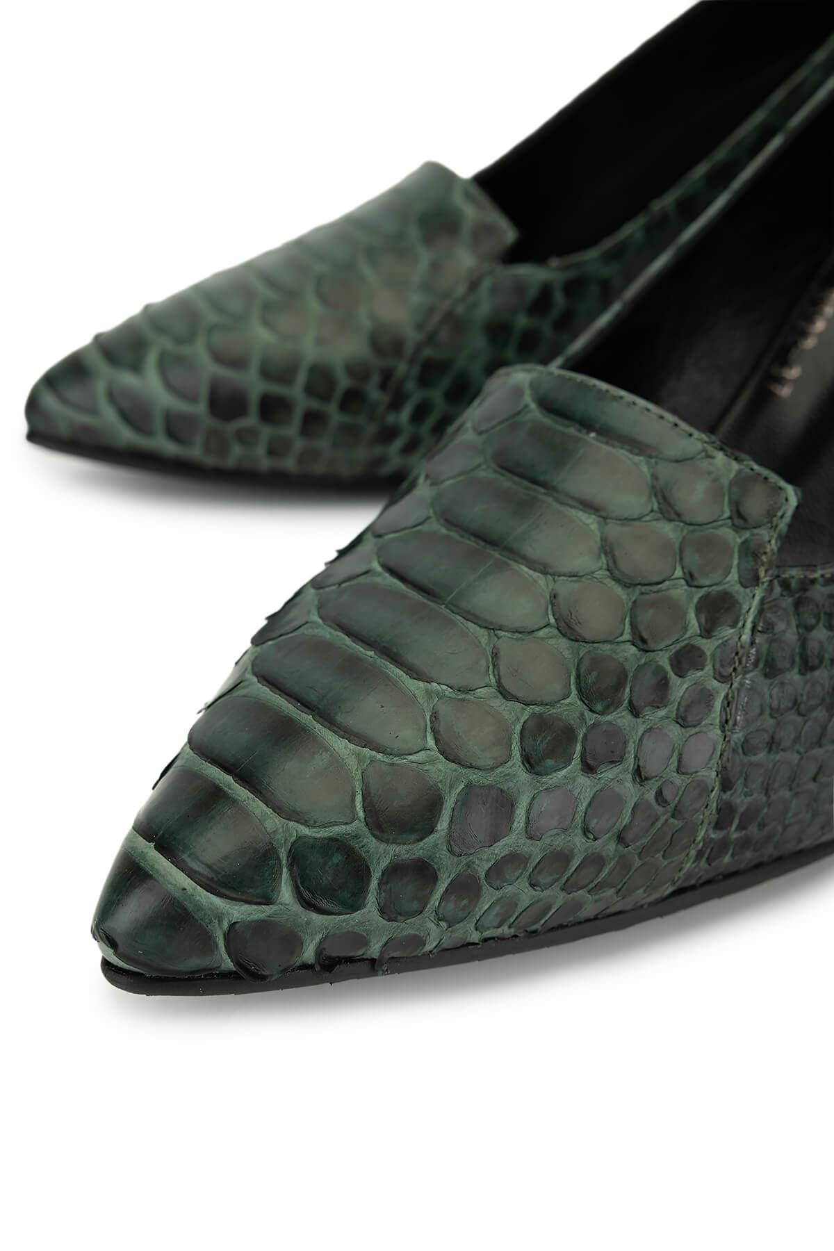 Tamer Tanca Kadın Hakiki Deri Yeşil Klasik Ayakkabı