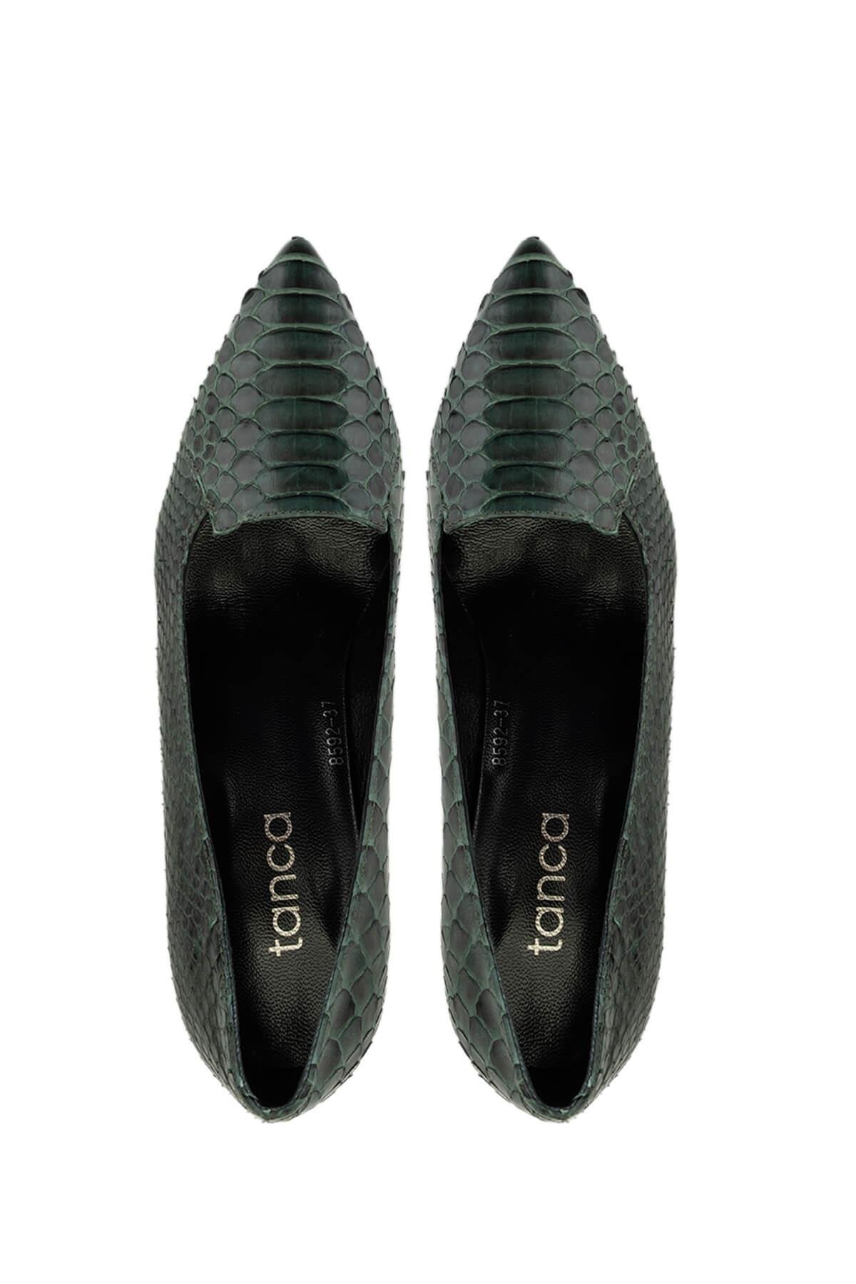 Tamer Tanca Kadın Hakiki Deri Yeşil Klasik Ayakkabı