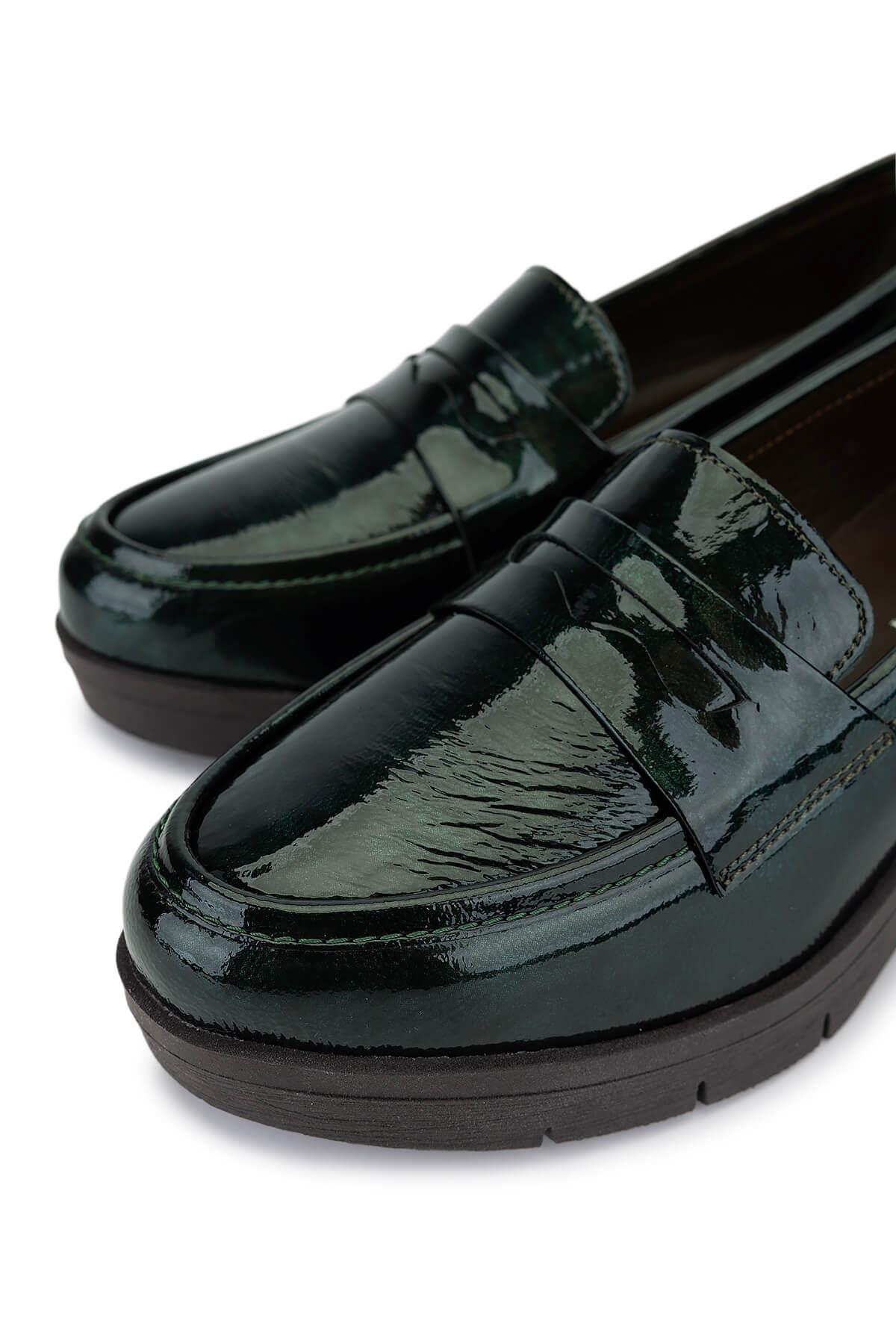 Tamer Tanca Kadın Hakiki Deri Yeşil Kroko Comfort Ayakkabı