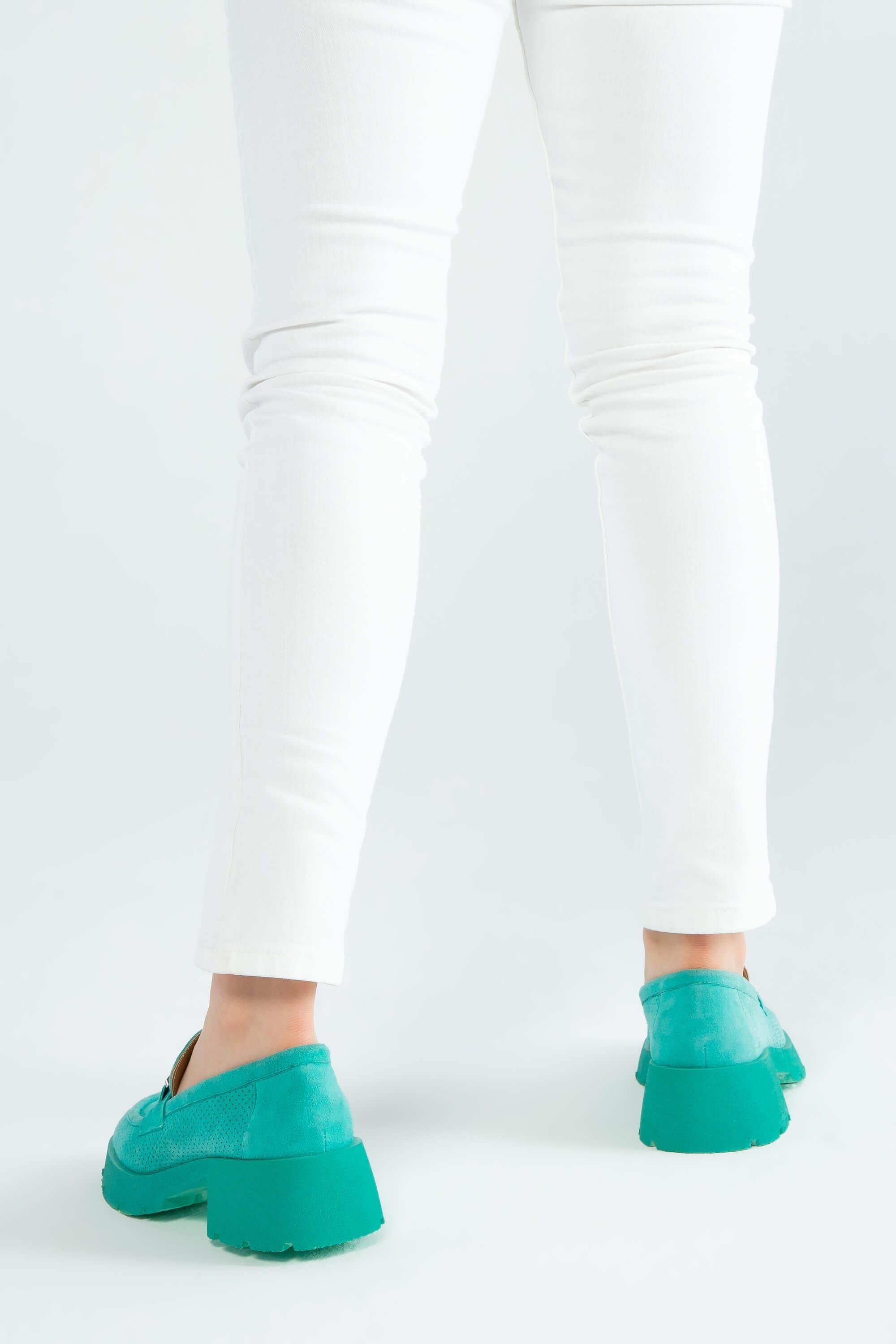 Tamer Tanca Kadın Hakiki Deri Yeşil Loafer Ayakkabı