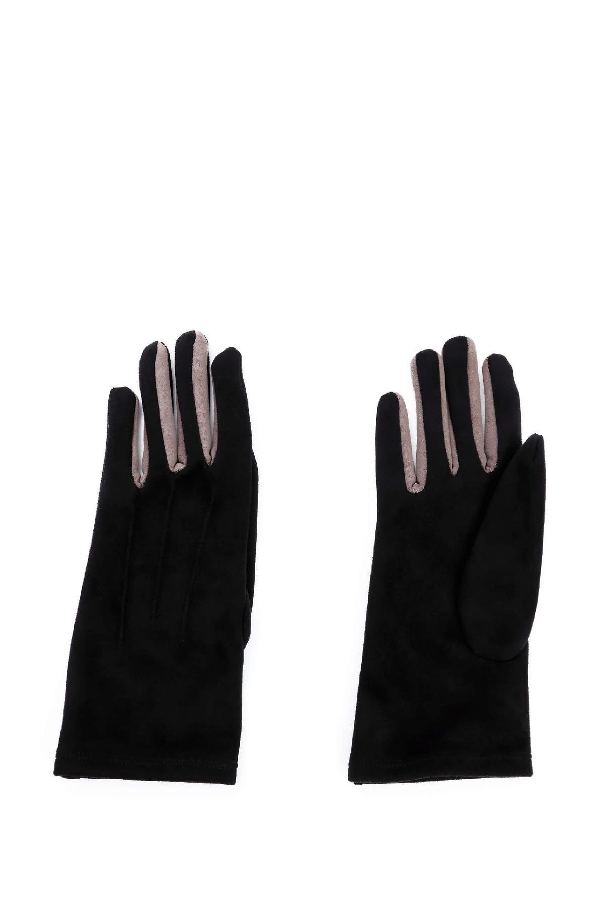 Tamer Tanca Kadın Kumaş Siyah Eldiven ELDIVEN