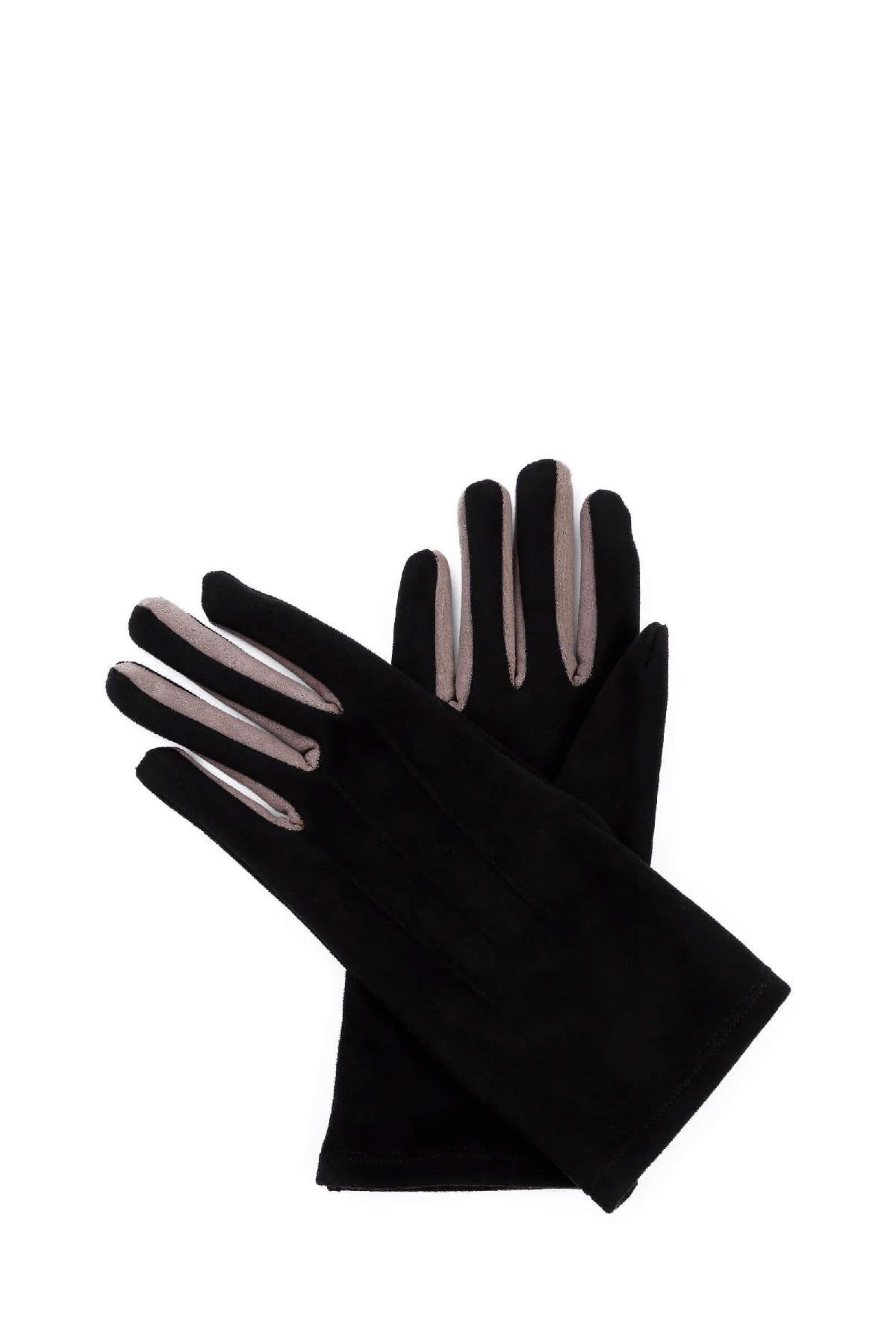 Tamer Tanca Kadın Kumaş Siyah Eldiven ELDIVEN