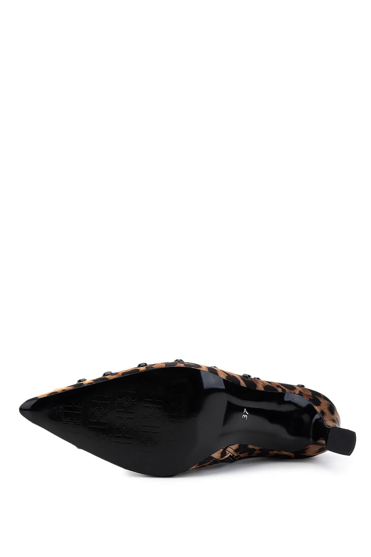 Tamer Tanca Kadın Saten Leopar Topuklu Bot