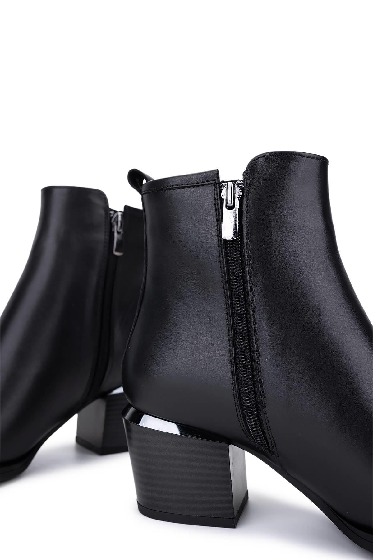 Tamer Tanca Kadın Siyah Deri Topuklu Bot