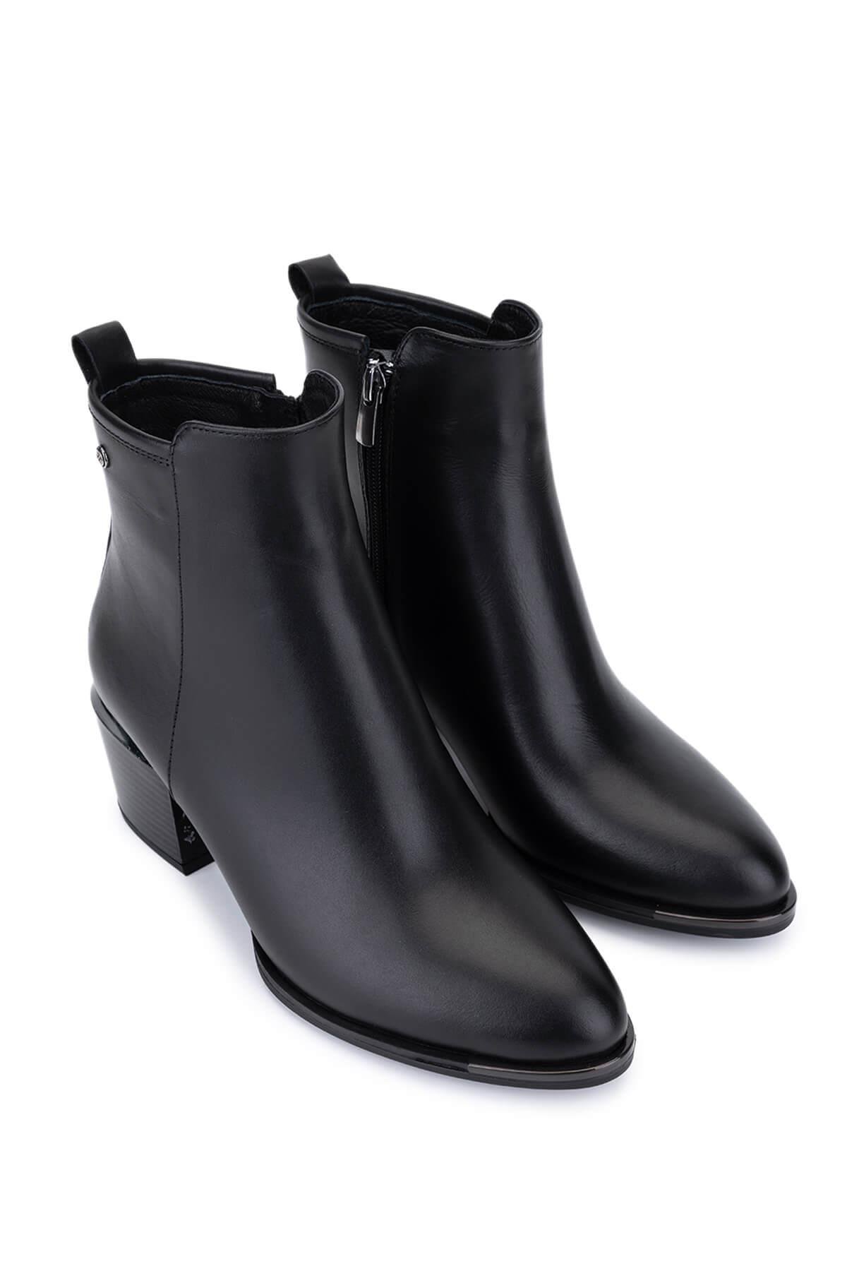 Tamer Tanca Kadın Siyah Deri Topuklu Bot