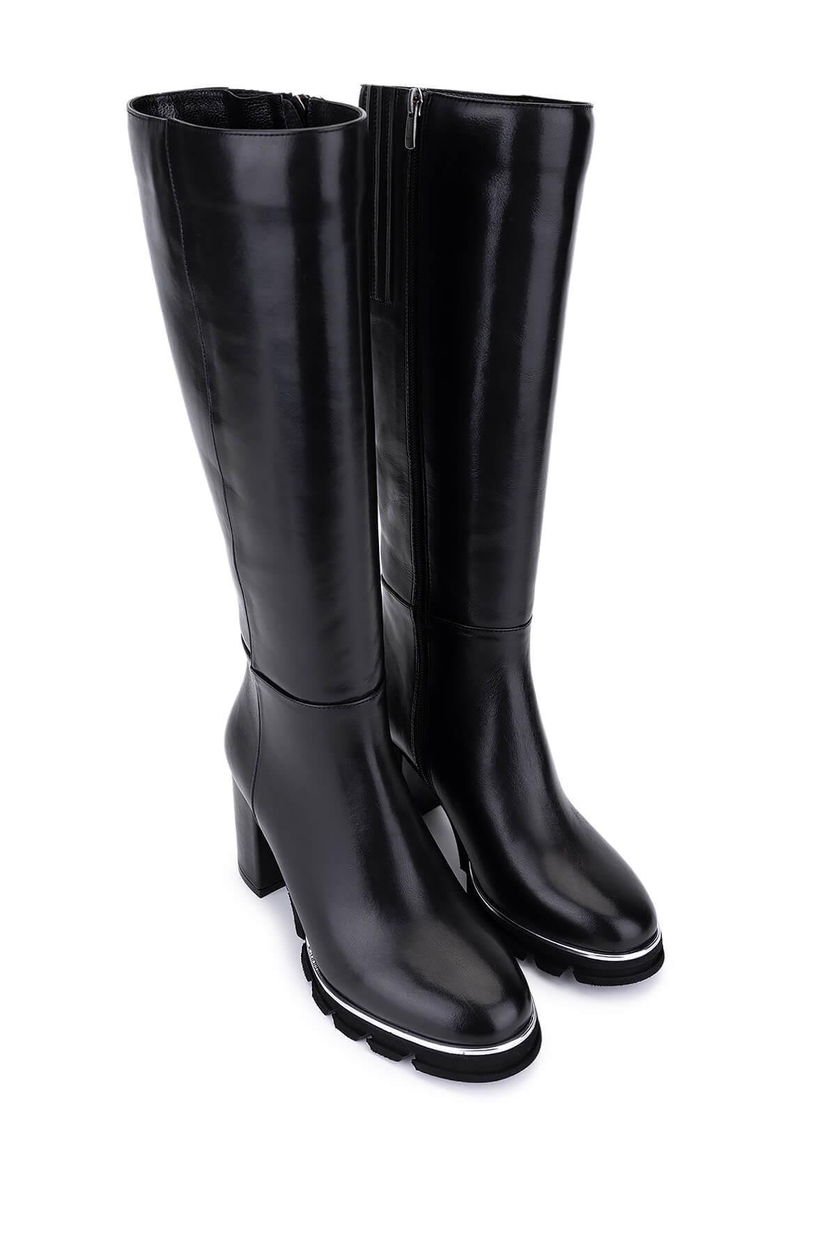 Tamer Tanca Kadın Siyah Deri Topuklu Çizme