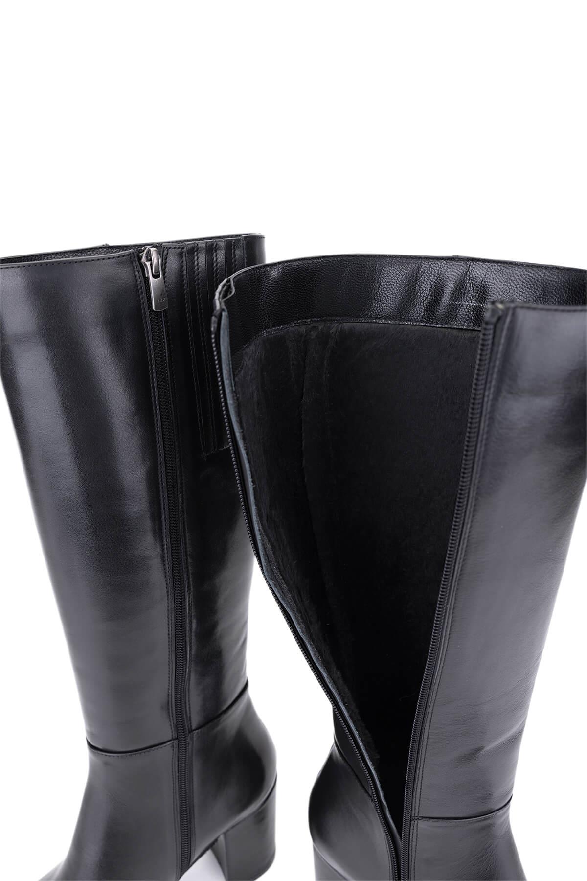 Tamer Tanca Kadın Siyah Deri Topuklu Çizme