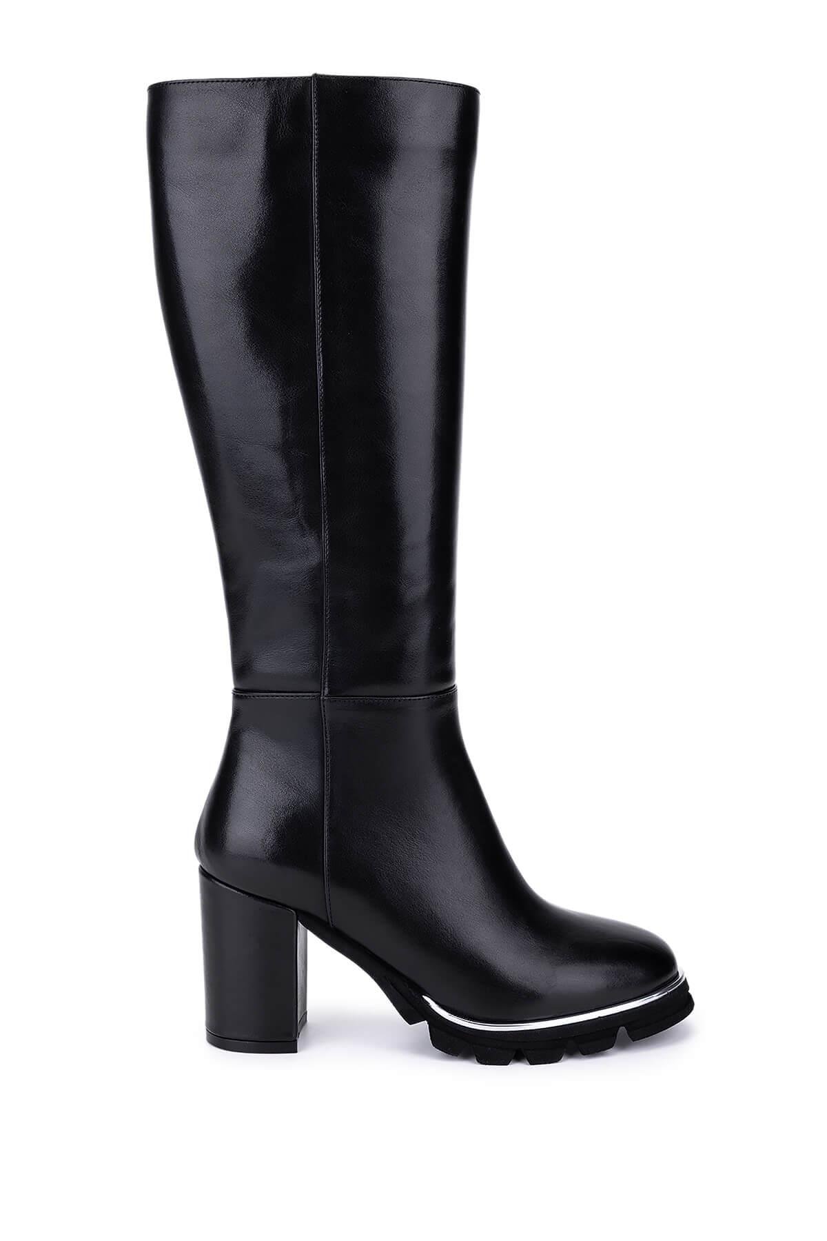 Tamer Tanca Kadın Siyah Deri Topuklu Çizme