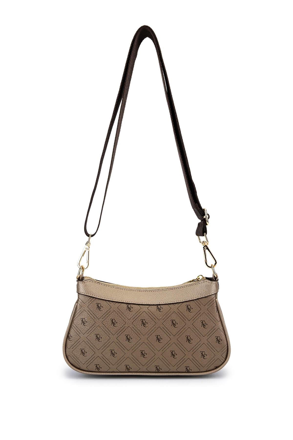 Tamer Tanca Kadın Suni Deri Altın Desen Postacı Çanta