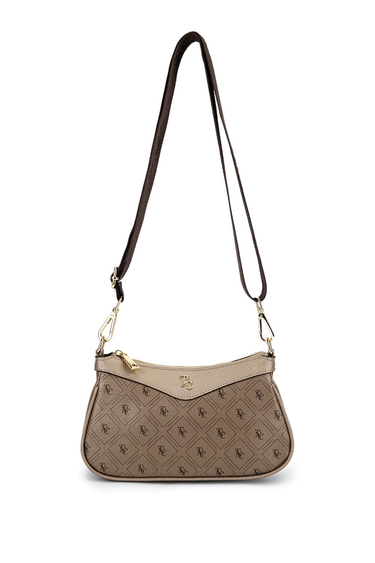 Tamer Tanca Kadın Suni Deri Altın Desen Postacı Çanta