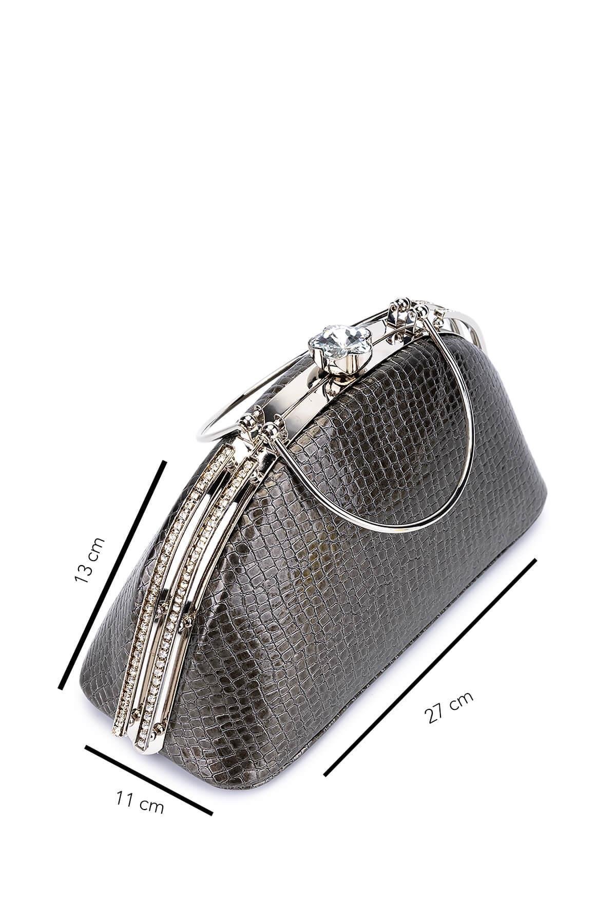 Tamer Tanca Kadın Suni Deri Antrasit Abiye Çanta