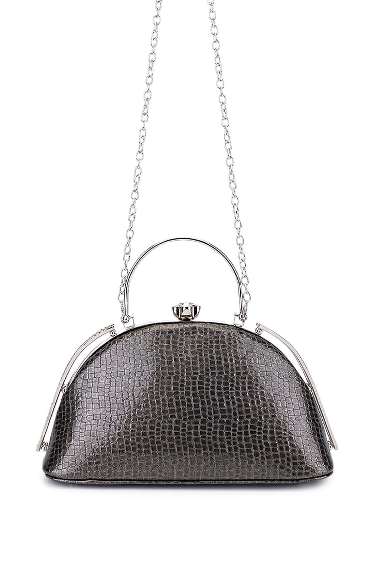 Tamer Tanca Kadın Suni Deri Antrasit Abiye Çanta