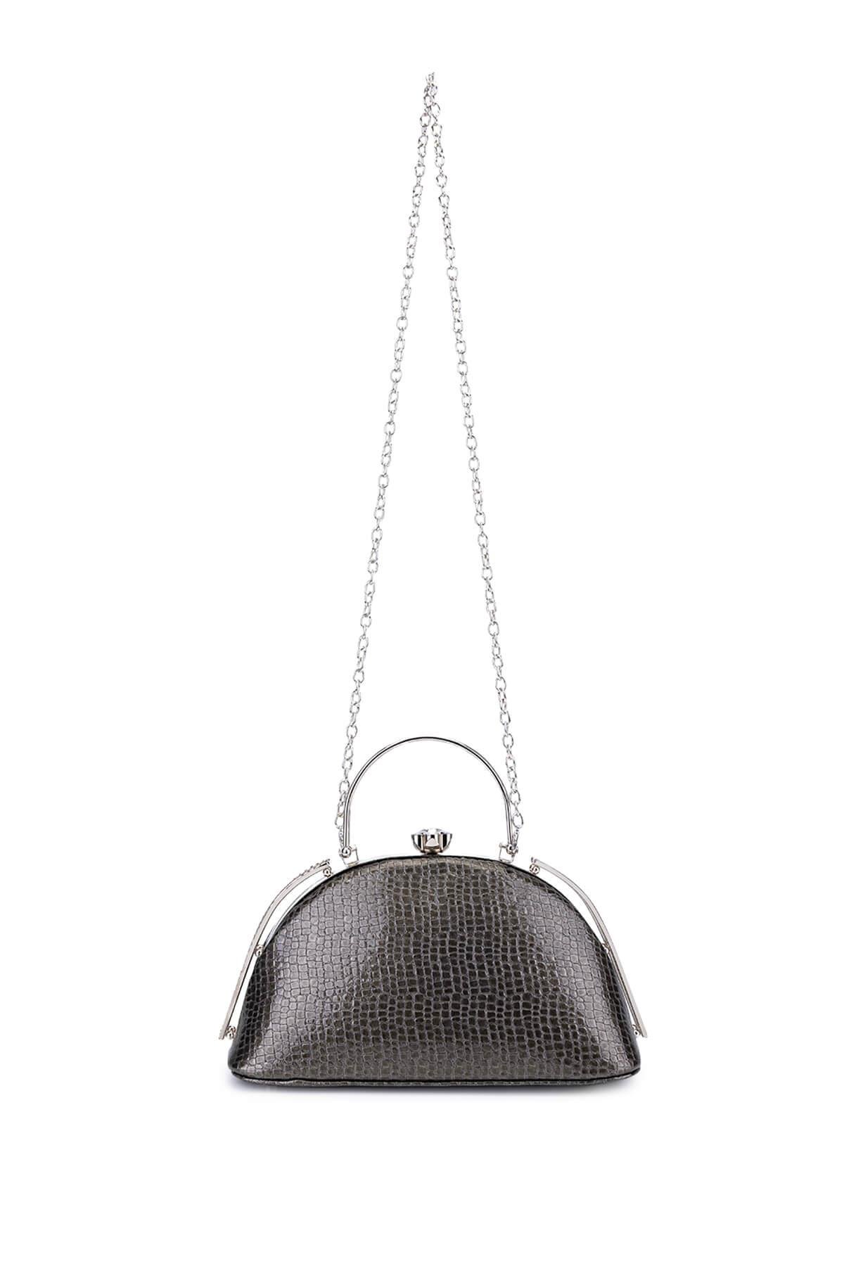 Tamer Tanca Kadın Suni Deri Antrasit Abiye Çanta