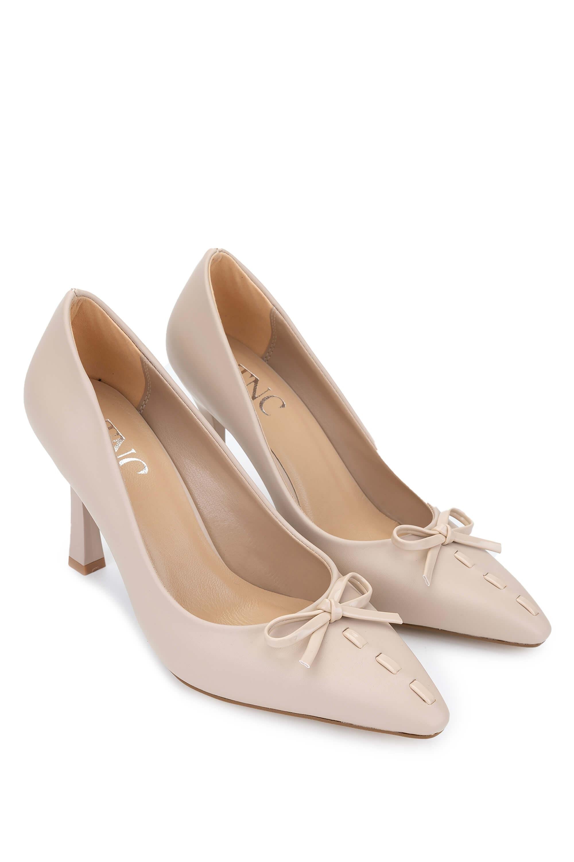 Tamer Tanca Kadın Suni Deri Bej Topuklu Ayakkabı