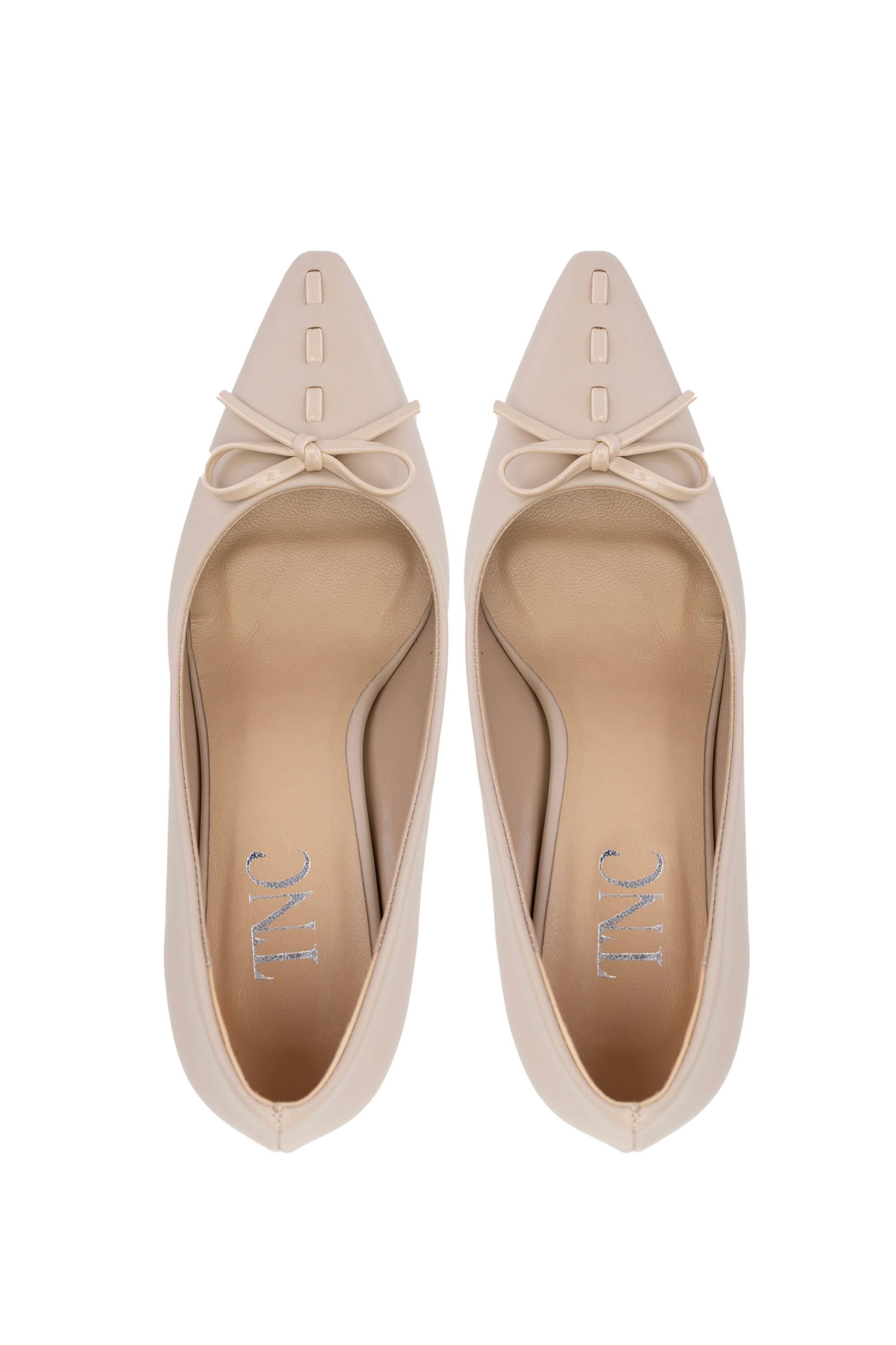 Tamer Tanca Kadın Suni Deri Bej Topuklu Ayakkabı