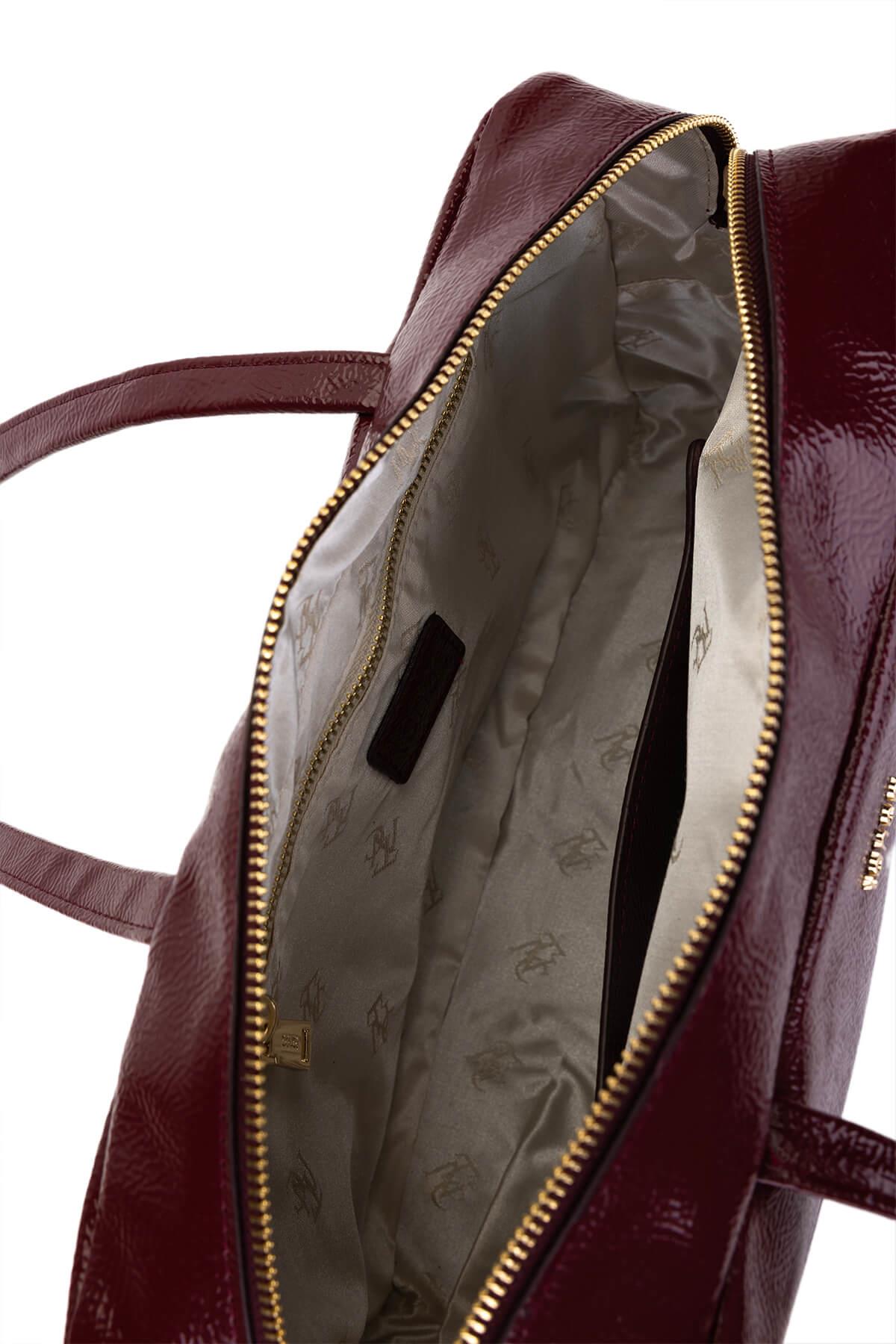 Tamer Tanca Kadın Suni Deri Bordo Rugan Kol Çantası