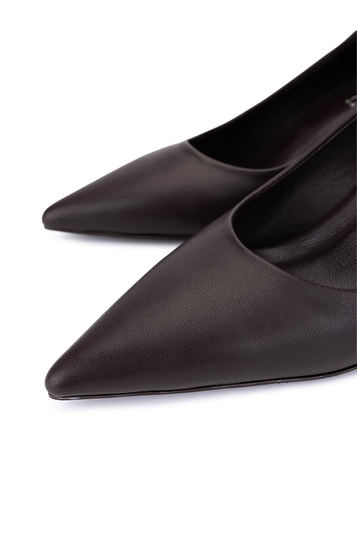 Tamer Tanca Kadın Suni Deri Kahverengi Topuklu Ayakkabı