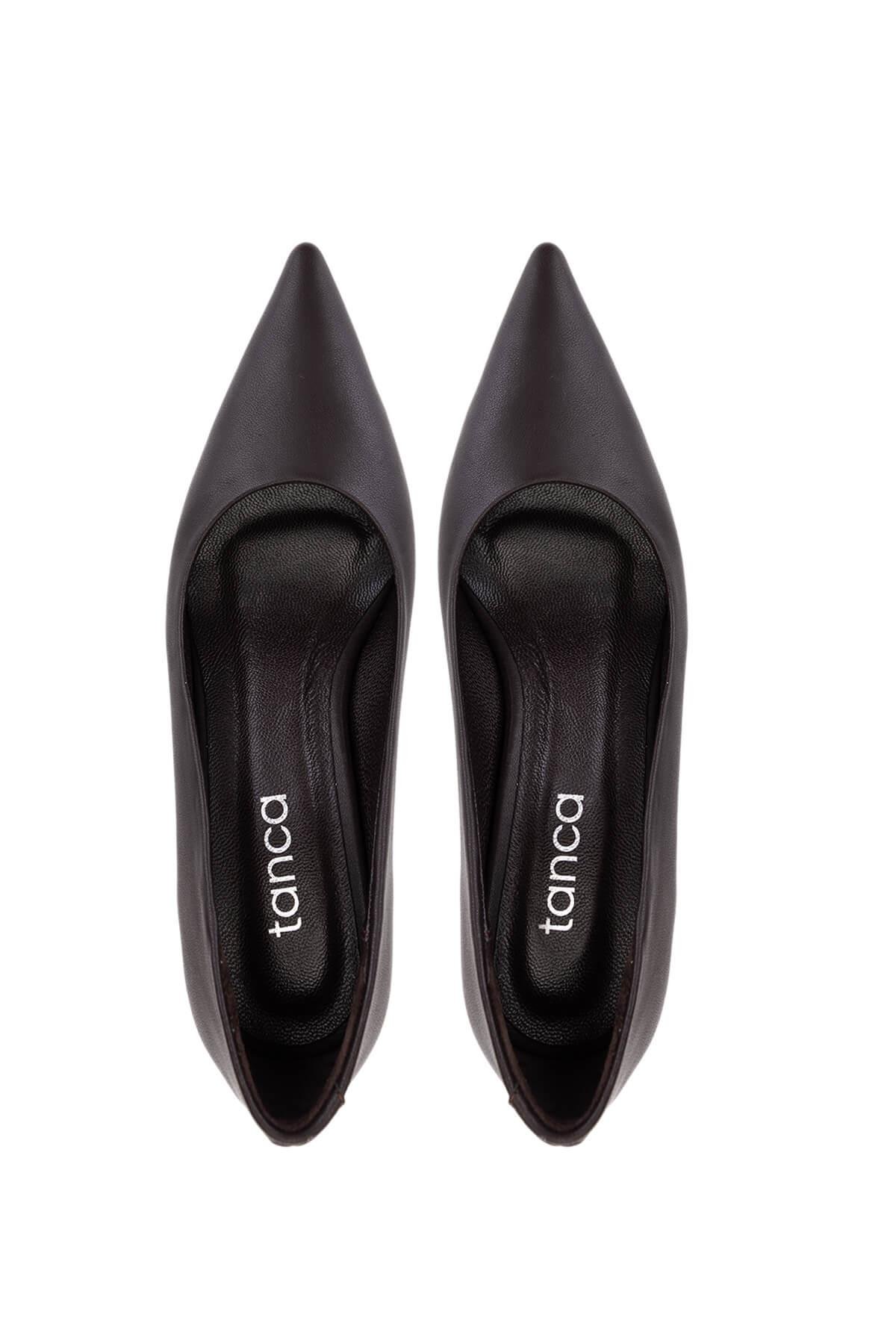 Tamer Tanca Kadın Suni Deri Kahverengi Topuklu Ayakkabı