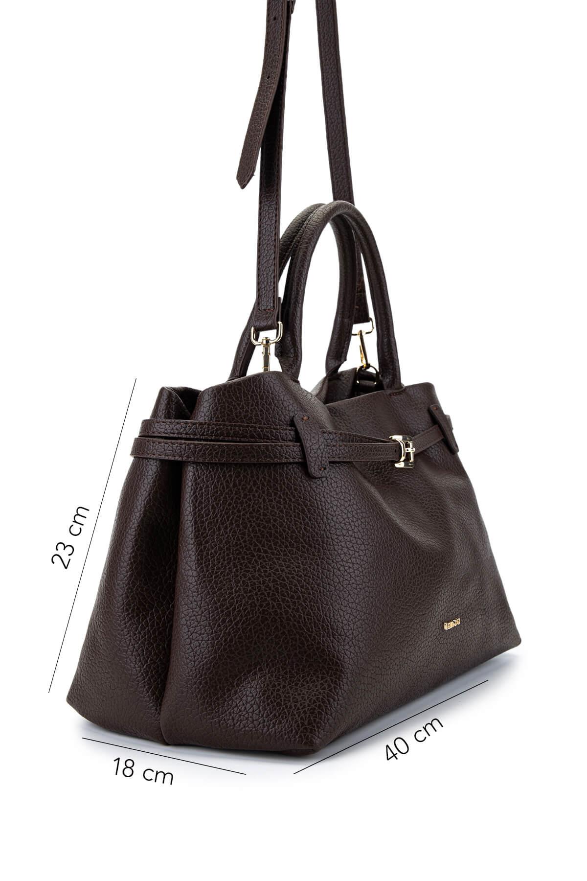 Tamer Tanca Kadın Suni Deri Kahverengi Kol Çantası