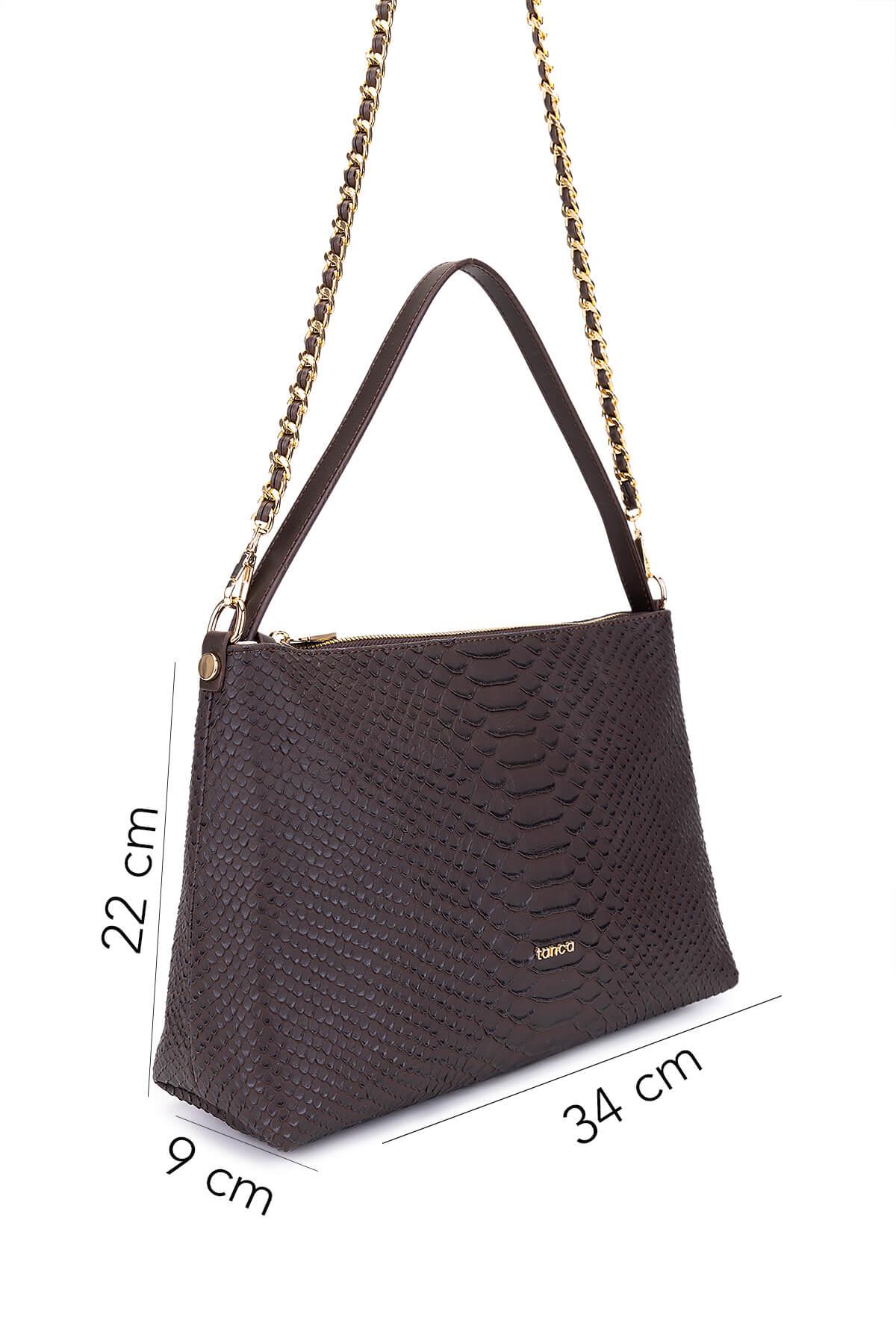 Tamer Tanca Kadın Suni Deri Kahverengi Kol Çantası