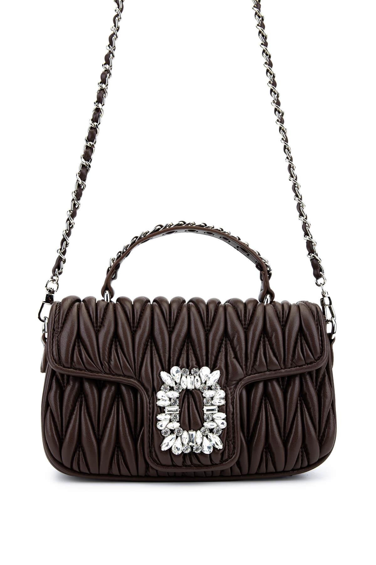 Tamer Tanca Kadın Suni Deri Kahverengi Omuz Çanta