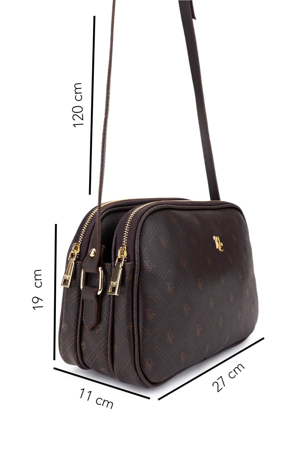 Tamer Tanca Kadın Suni Deri Kahverengi Desen Postacı Çanta