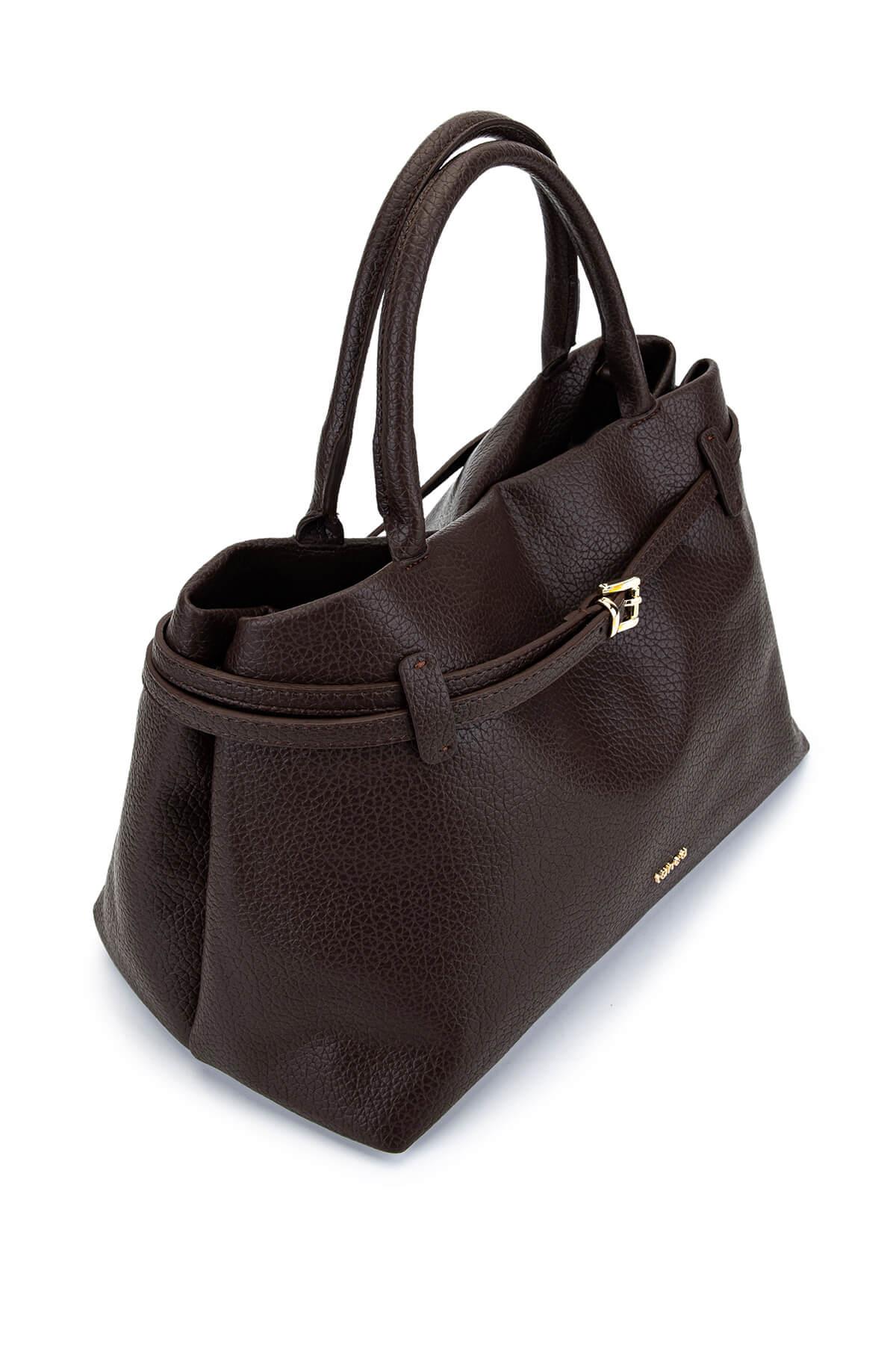 Tamer Tanca Kadın Suni Deri Kahverengi Kol Çantası