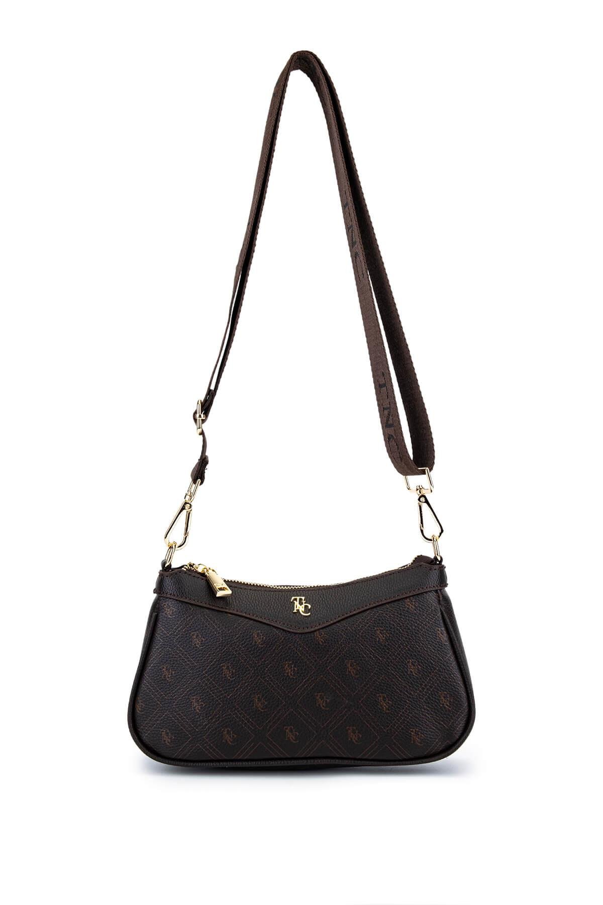 Tamer Tanca Kadın Suni Deri Kahverengi Desen Postacı Çanta