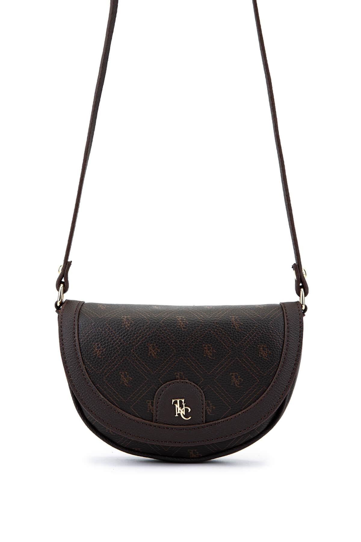 Tamer Tanca Kadın Suni Deri Kahverengi Desen Postacı Çanta