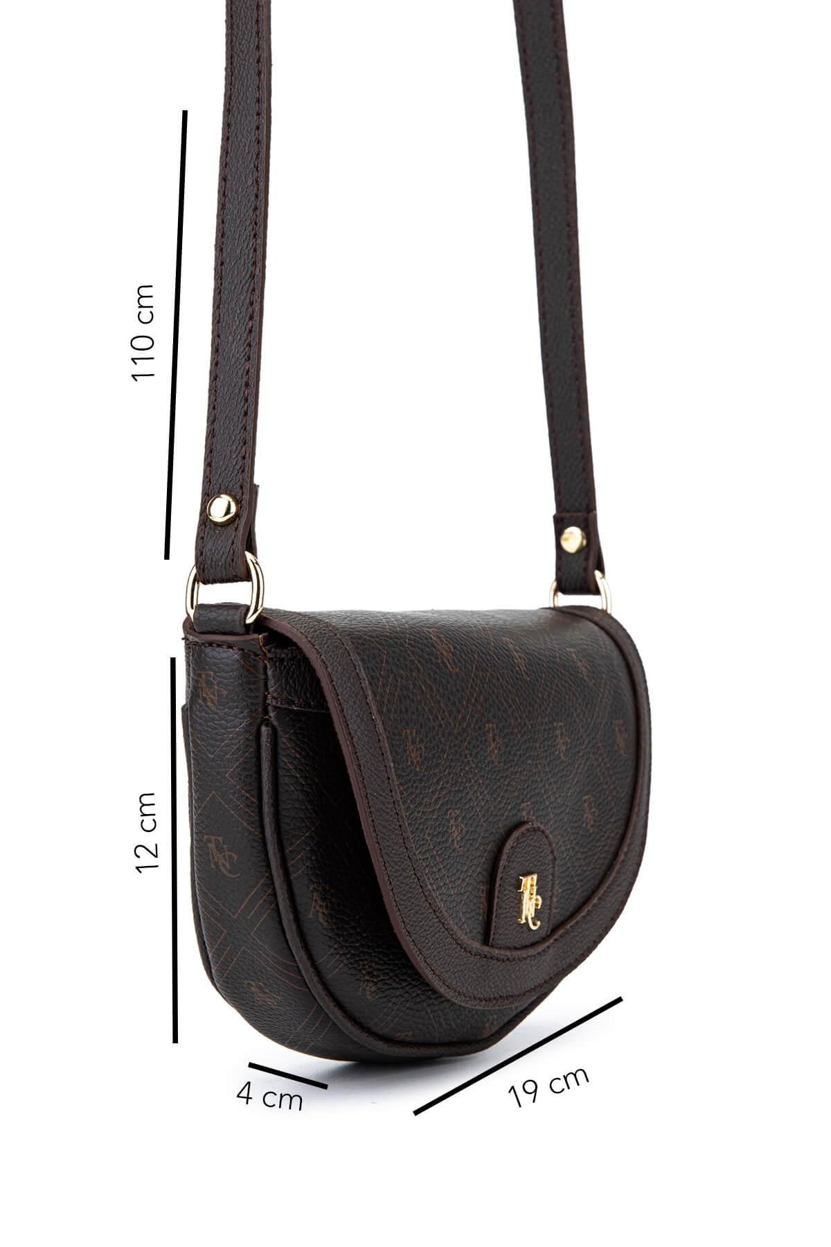 Tamer Tanca Kadın Suni Deri Kahverengi Desen Postacı Çanta