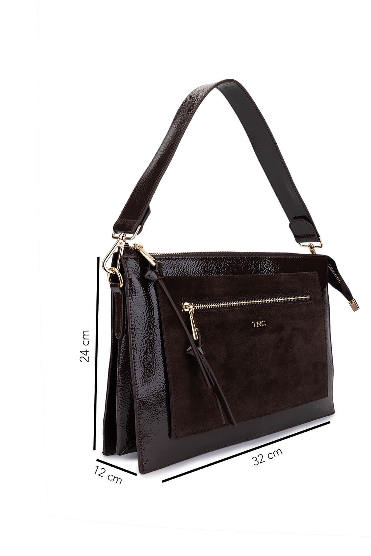 Tamer Tanca Kadın Suni Deri Kahverengi Kol Çantası