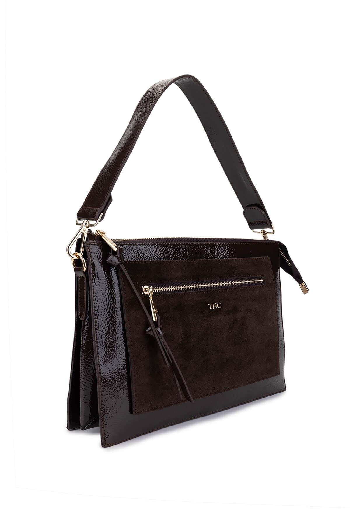 Tamer Tanca Kadın Suni Deri Kahverengi Kol Çantası