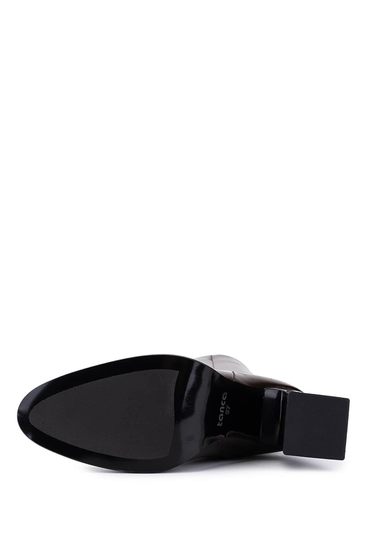 Tamer Tanca Kadın Suni Deri Kahverengi Topuklu Çizme