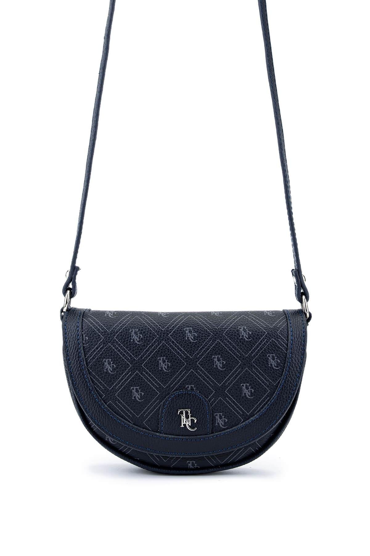 Tamer Tanca Kadın Suni Deri Lacivert Desen Postacı Çanta