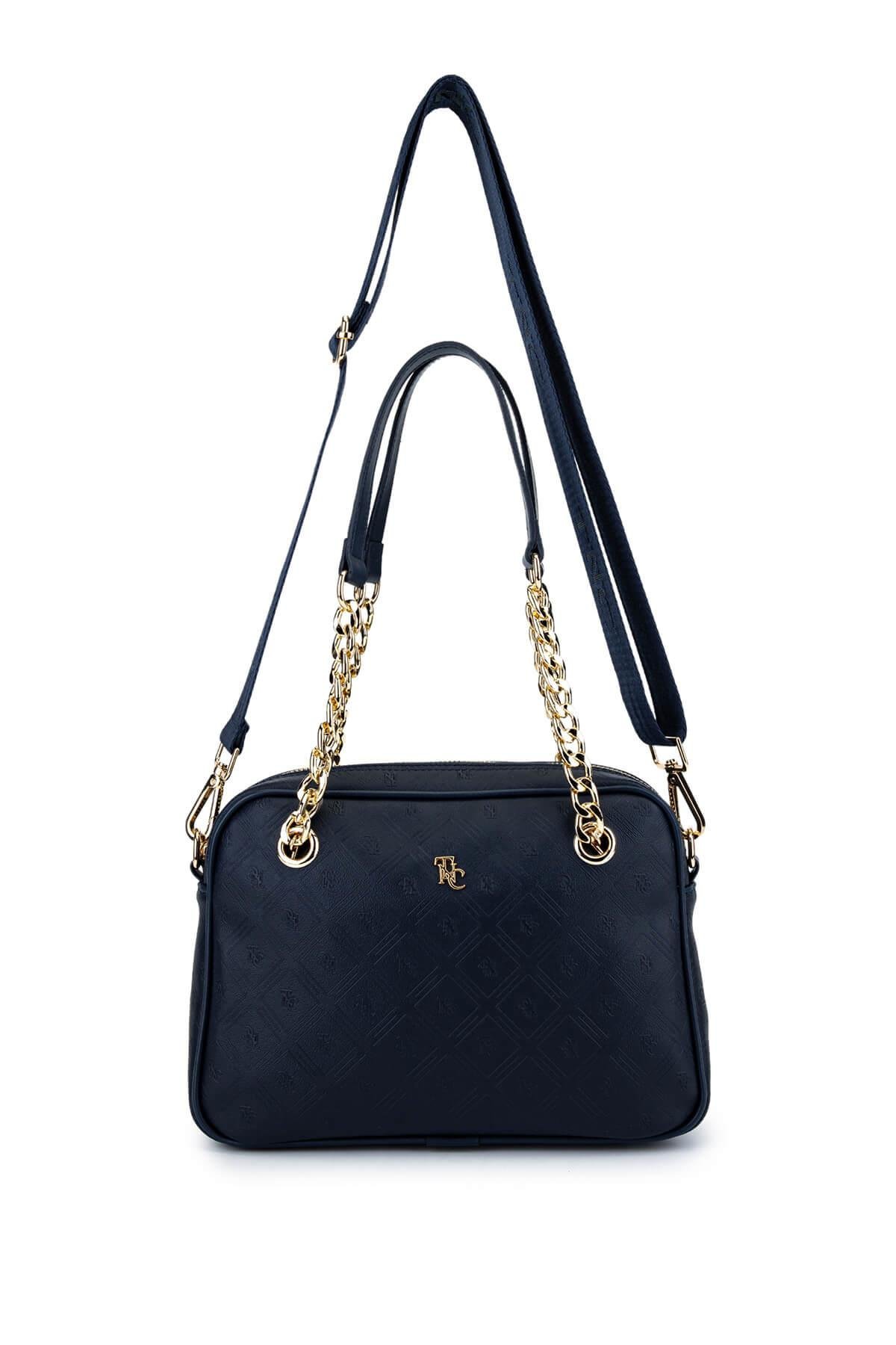 Tamer Tanca Kadın Suni Deri Lacivert Postacı Çanta