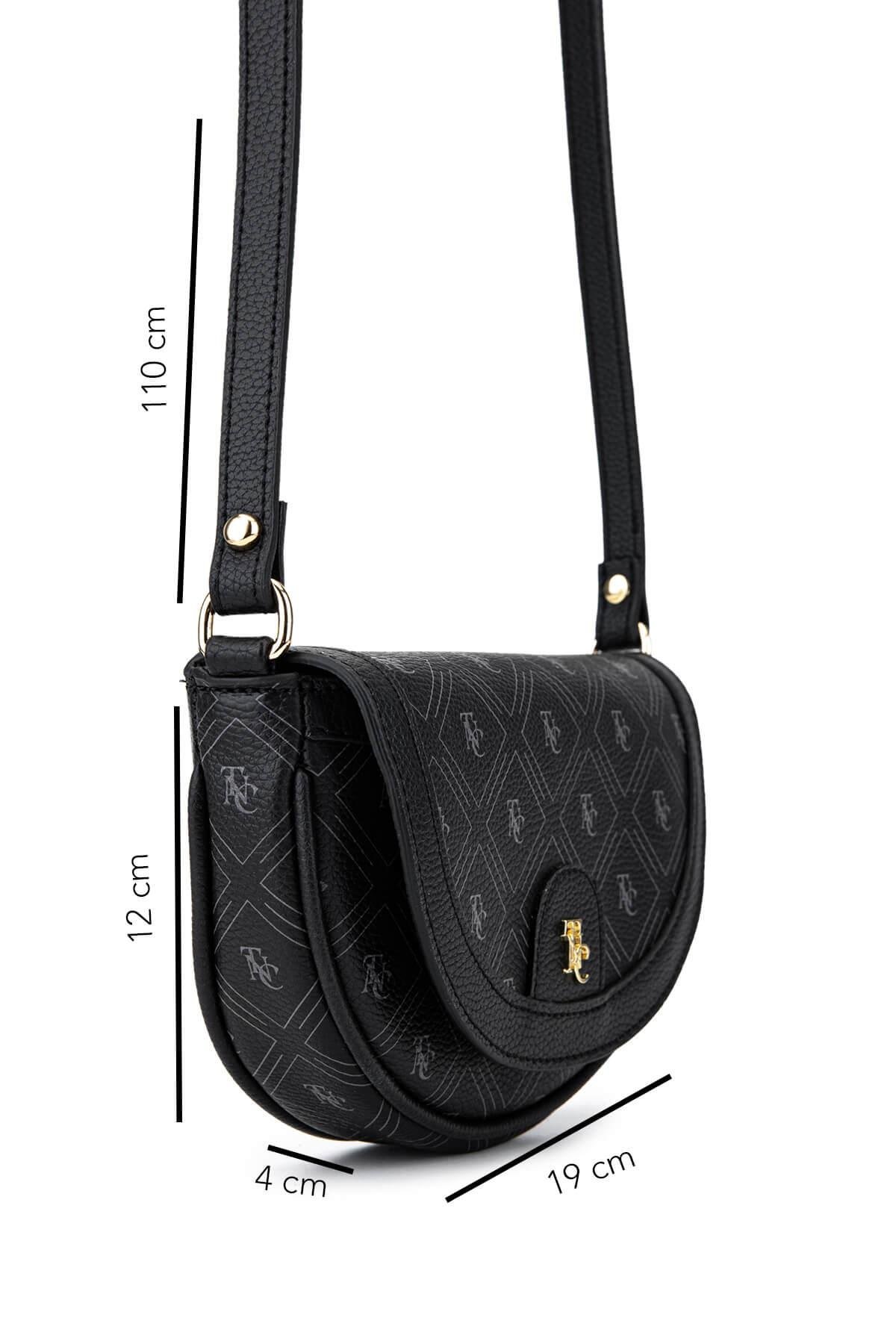 Tamer Tanca Kadın Suni Deri Siyah Desen Postacı Çanta