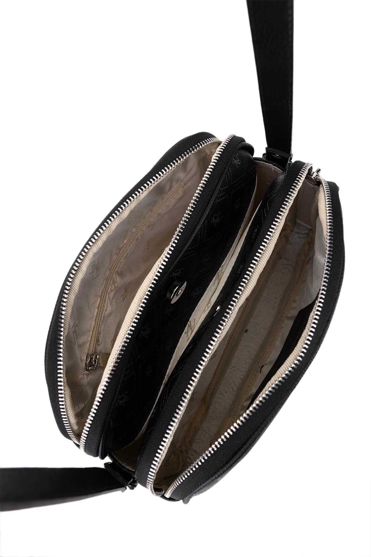 Tamer Tanca Kadın Suni Deri Siyah Desen Postacı Çanta