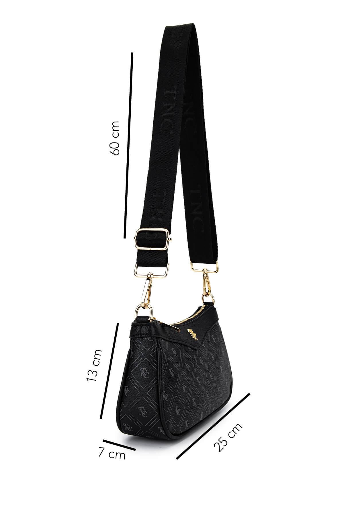 Tamer Tanca Kadın Suni Deri Siyah Desen Postacı Çanta