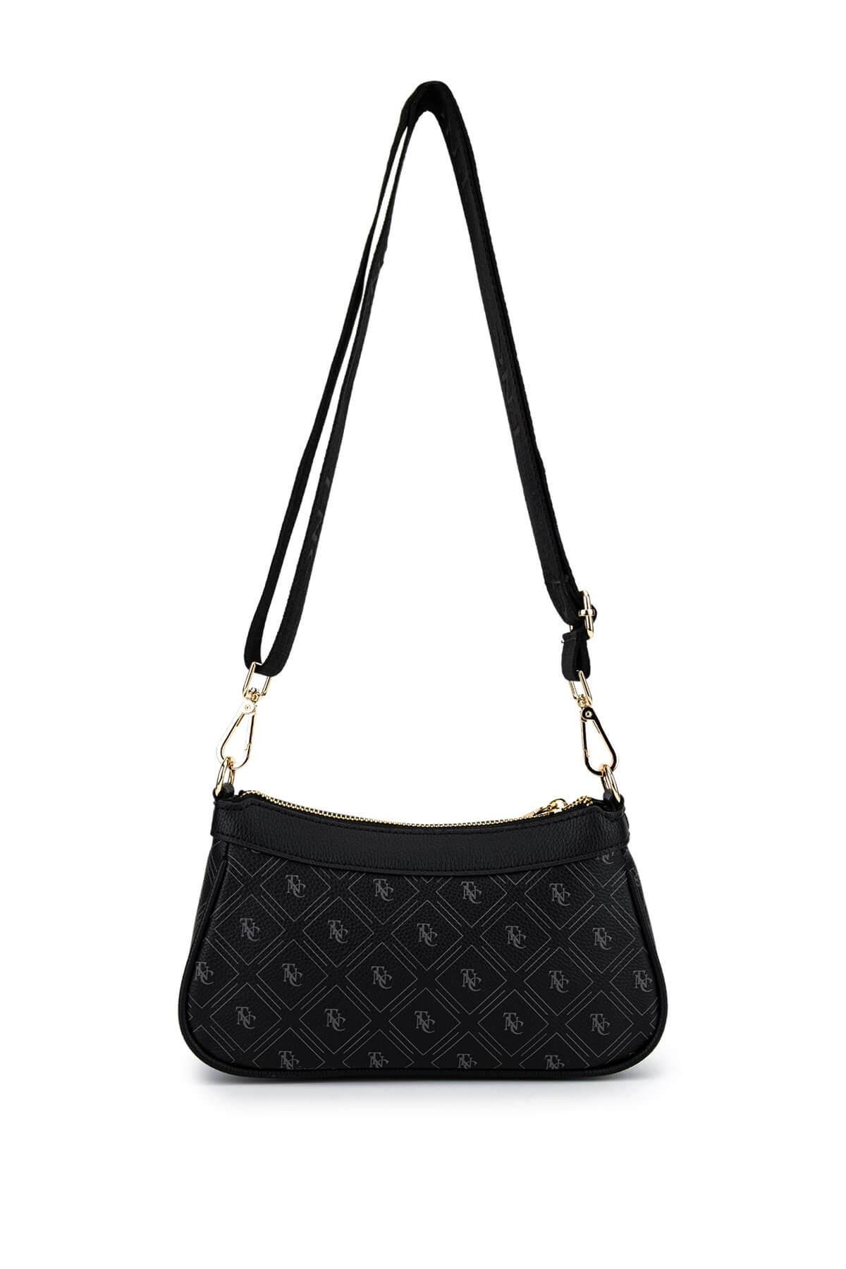 Tamer Tanca Kadın Suni Deri Siyah Desen Postacı Çanta