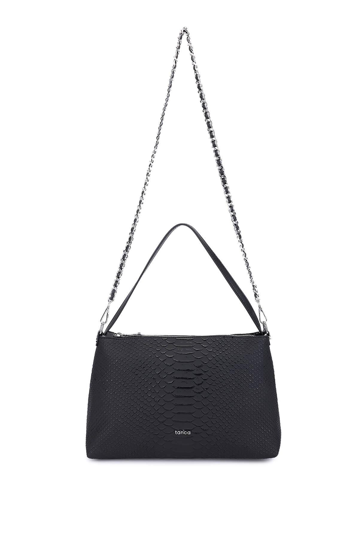 Tamer Tanca Kadın Suni Deri Siyah Kol Çantası