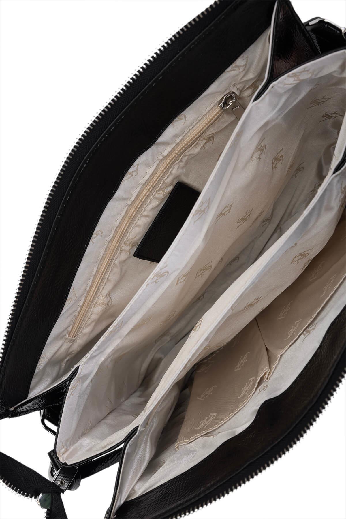 Tamer Tanca Kadın Suni Deri Siyah Kol Çantası