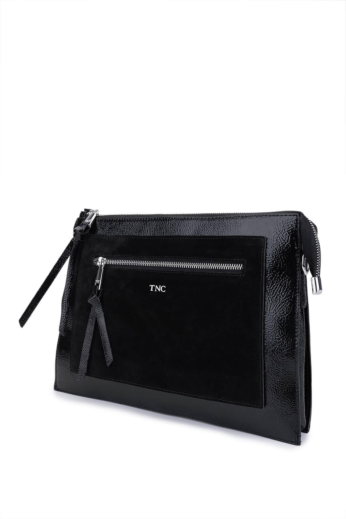 Tamer Tanca Kadın Suni Deri Siyah Kol Çantası