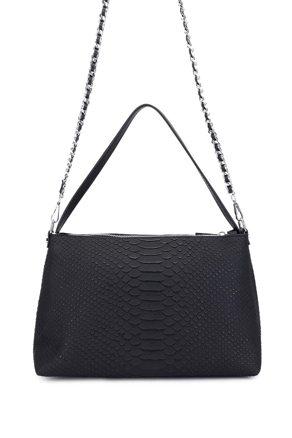 Tamer Tanca Kadın Suni Deri Siyah Kol Çantası